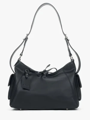 Estro: Czarna torebka damska na ramię z miękkiej skóry naturalnej