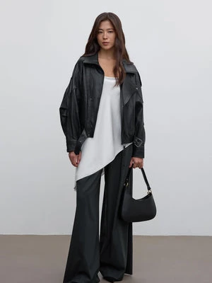 Estro: Czarna torebka damska typu shoulder bag z włoskiej skóry naturalnej Premium