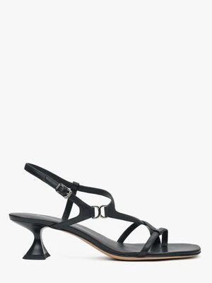 Estro: Czarne sandałki damskie na obcasie kielichowym z plecionych pasków