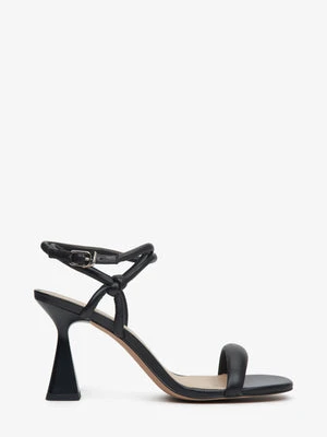 Estro: Czarne skórzane sandały damskie ze skóry naturalnej na szpilce