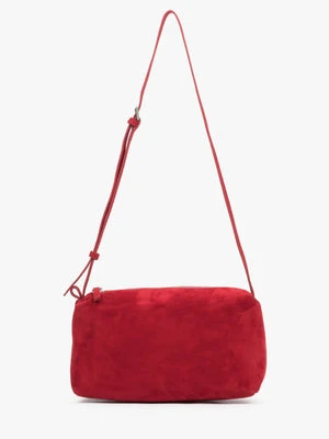 Estro: Czerwona listonoszka damska z miękkiego weluru naturalnego