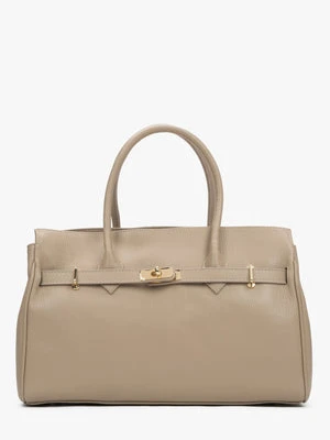 Estro: Duża beżowa torebka damska z włoskiej skóry naturalnej Premium