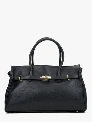 Estro: Duża czarna torebka damska z włoskiej skóry naturalnej Premium