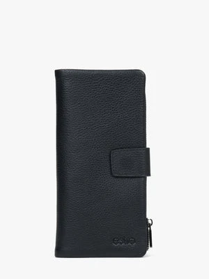 Estro: Duży czarny portfel męski ze skóry naturalnej