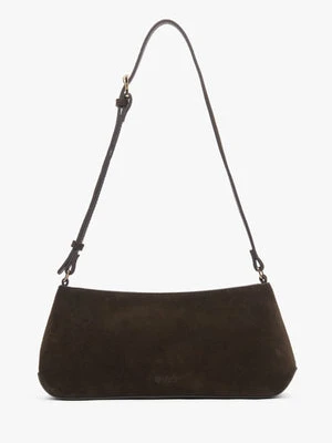 Estro: Elegancka ciemnobrązowa torebka damska na ramię z weluru naturalnego
