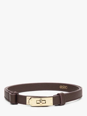 Estro: Elegancki damski bordowy pasek z włoskiej naturalnej skóry Premium