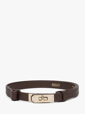 Estro: Elegancki damski ciemnobrązowy pasek z włoskiej naturalnej skóry Premium
