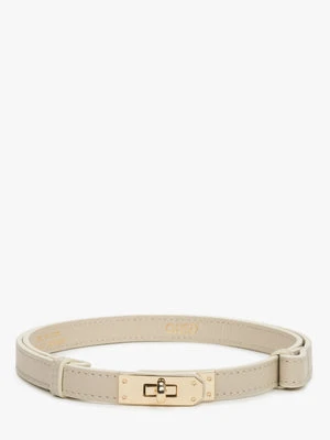 Estro: Klasyczny pasek damski z włoskiej skóry naturalnej Premium w kolorze jasnobeżowym