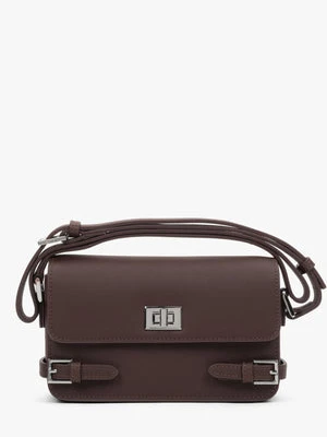 Estro: Mała ciemnobrązowa torebka damska na ramię ze skóry naturalnej