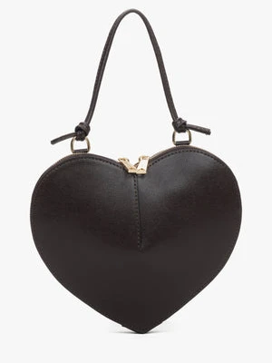 Estro: Mała ciemnobrązowa torebka damska w kształcie serca ze skóry naturalnej