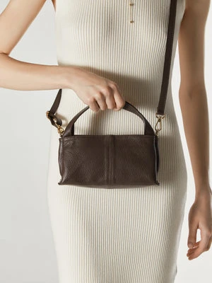 Estro: Mała ciemnobrązowa torebka damska z włoskiej skóry naturalnej Premium