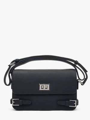 Estro: Mała czarna torebka damska na ramię ze skóry naturalnej