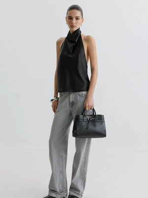 Estro: Mała czarna torebka damska typu kuferek z włoskiej skóry naturalnej Premium