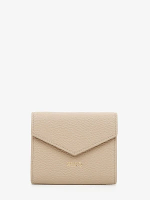 Estro: Mały beżowy portfel damski z włoskiej skóry naturalnej