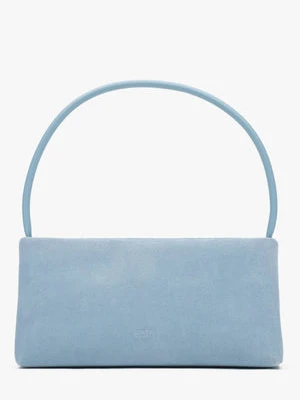 Estro: Niebieska torebka damska na ramię z weluru naturalnego