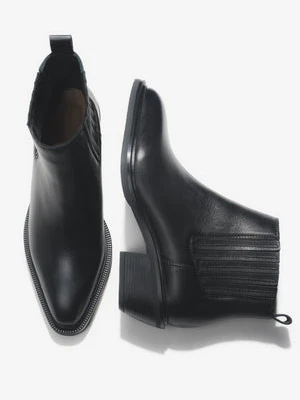 Estro: Niskie czarne kowbojki damskie z włoskiej skóry naturalnej Premium