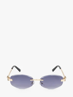 Estro: Szaro-złote owalne okulary przeciwsłoneczne bez ramek
