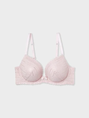 Biustonosz nr 2 - Push-up z głębokim dekoltem z opalizującej koronki Etam