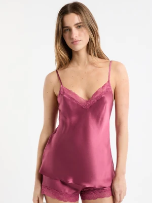 Koszulka na Ramiączkach z jedwabiu z detalami koronkowymi Etam