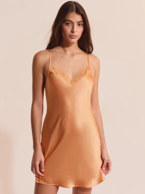 Krótka halka nocna z jedwabiu z detalami z koronki Etam