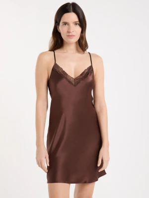 Halka nocna z jedwabiu z detalami koronkowymi Etam