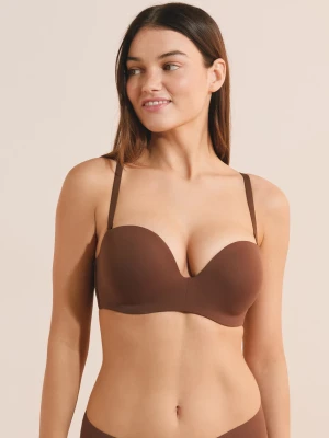 Biustonosz typu bandeau z mikrofibry Etam Marron brun