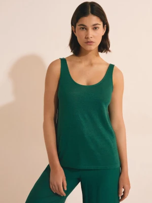 Lniana koszulka piżamowa bez rękawów Etam