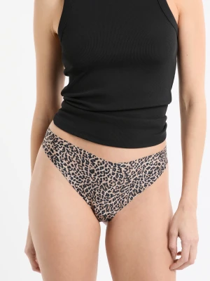 Stringi z mikrofibry bezszwowe w panterkę Etam