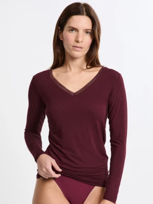 Koszulka z dekoltem V z dzianiny termicznej Etam
