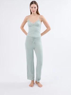 Zestaw piżamy 2-częściowej z dzianiny żebrowanej z detalami koronkowymi Etam