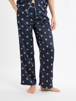 Spodnie piżamowe z satyny w psie wzory Etam