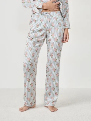 Spodnie piżamowe satynowe w kwiaty Etam
