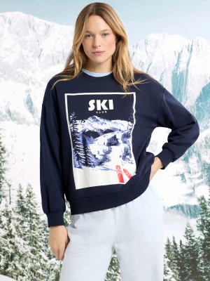 Bluza bawełniana z motywem krajobrazu narciarskiego Etam