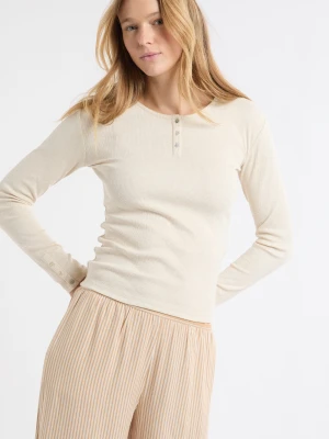 Koszulka z długimi rękawami z bawełny z guzikami Etam