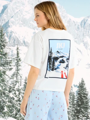 Koszulka bawełniana z motywem krajobraz narciarski Etam