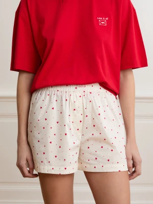 Szorty piżamowe w serduszka z bawełną Etam