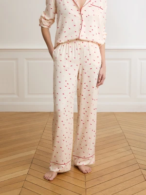 Spodnie piżamowe satynowe z motywem pocałunków Etam