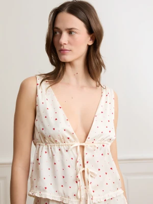 Top satynowy wiązany w serduszka Etam