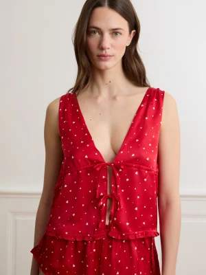 Top satynowy wiązany z motywem serca Etam