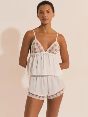 Koszulka na ramiączkach z satyny z haftem serduszka Etam