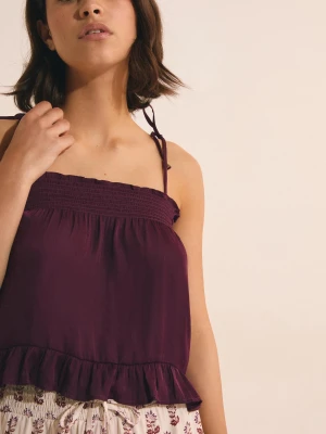 Satynowa koszulka z rękawkami Etam