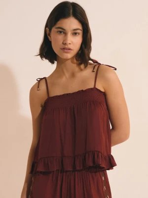 Satynowa koszulka z rękawkami Etam