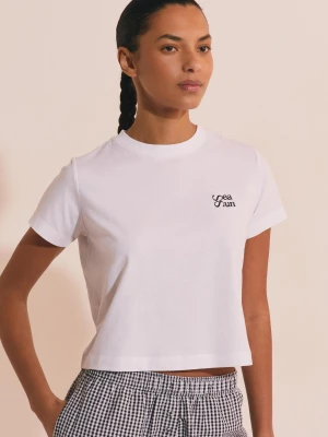 Bawełniana koszulka piżamowa z napisem „sea sun” Etam