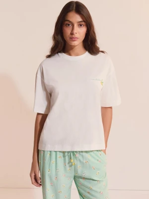 Koszulka piżamowa z bawełny z ilustracją cytryny Etam