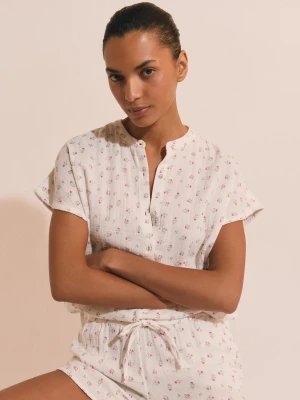 Koszula piżamowa w kwiatowe wzory z bawełny Etam
