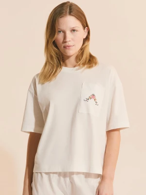 Bawełniana koszulka piżamowa z nadrukiem Etam