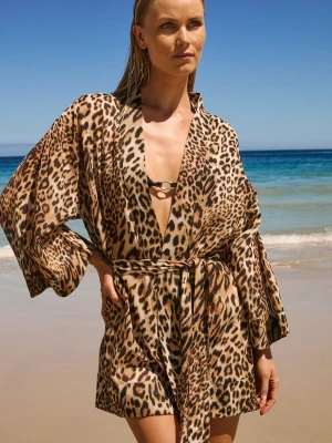 Bawełniany kimono w panterkę Etam