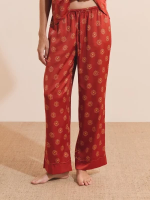 Spodnie od piżamy z satyny w kwiatowe wzory Etam