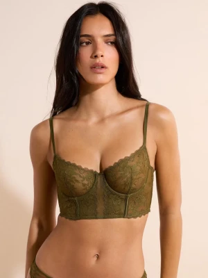 Biustonosz typu bustier z koronki Etam kaki