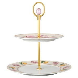 Etażerka Idyllia, Porcelana, Nadrukowany motyw kryształu, lilia cytron, Mała, Różnokolorowa Swarovski